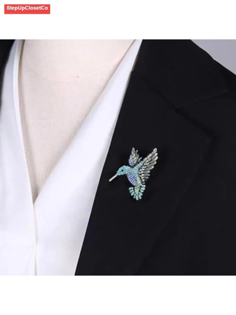 Vintage Rhinestone Hummingbird Brooch Pin - Alloy Metal Jewelry for Women